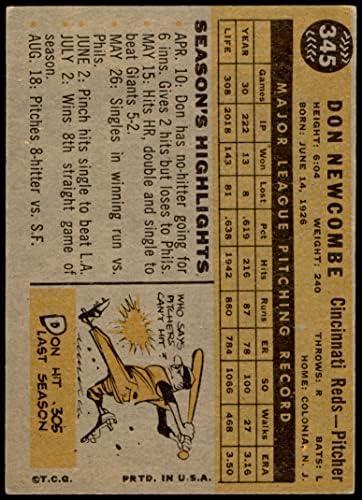 1960 Topps 345 Дон Ньюкомб Синсинати Редс (Бейзболна картичка) БИВШИЯТ играч на червените