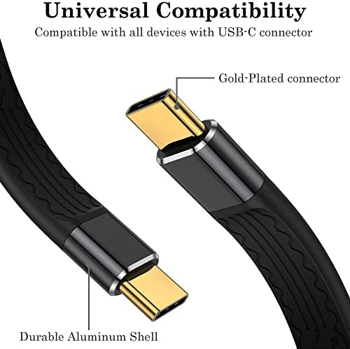 Къс кабел AuviPal USB4, 5-инчов Гъвкав Плосък кабел USB Type C е съвместим с Thunderbolt 4/3, поддържа предаване на данни