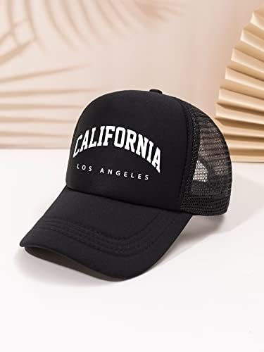 WDIRARA Мъжка бейзболна шапка с Калифорнийски писмото Принтом, Регулируема Каишка, Шапка шофьор на камион, Спортна Шапка