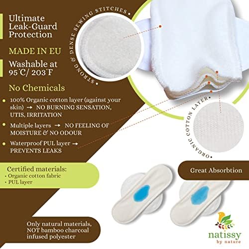 Тъканни уплътнения за интензивно менструалния цикъл; 6 опаковки (L + XL) многократна употреба на тампони от памук за менструация, произведени в ЕС; по-Голяма Многократ